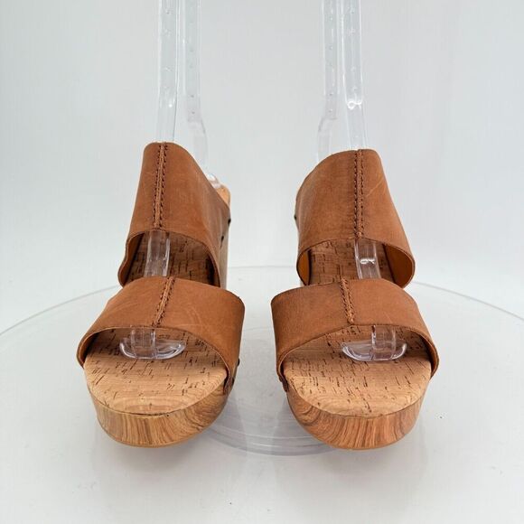 Kork-Ease Womens Darra Sandals Platform Block Heel Brown Slide Slip On Wooden 11 - Picture 3 of 14